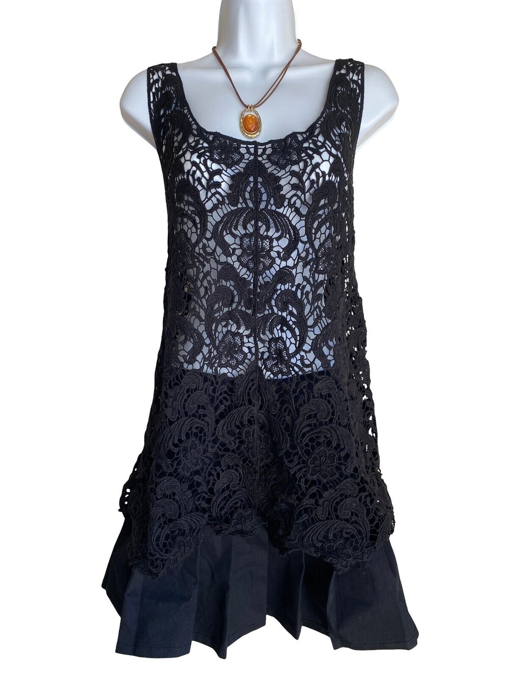 Vintage Lane Bryant Plus 22/24 Black Lace Tunic Blouse Fall Goth Whimsigoth Boho